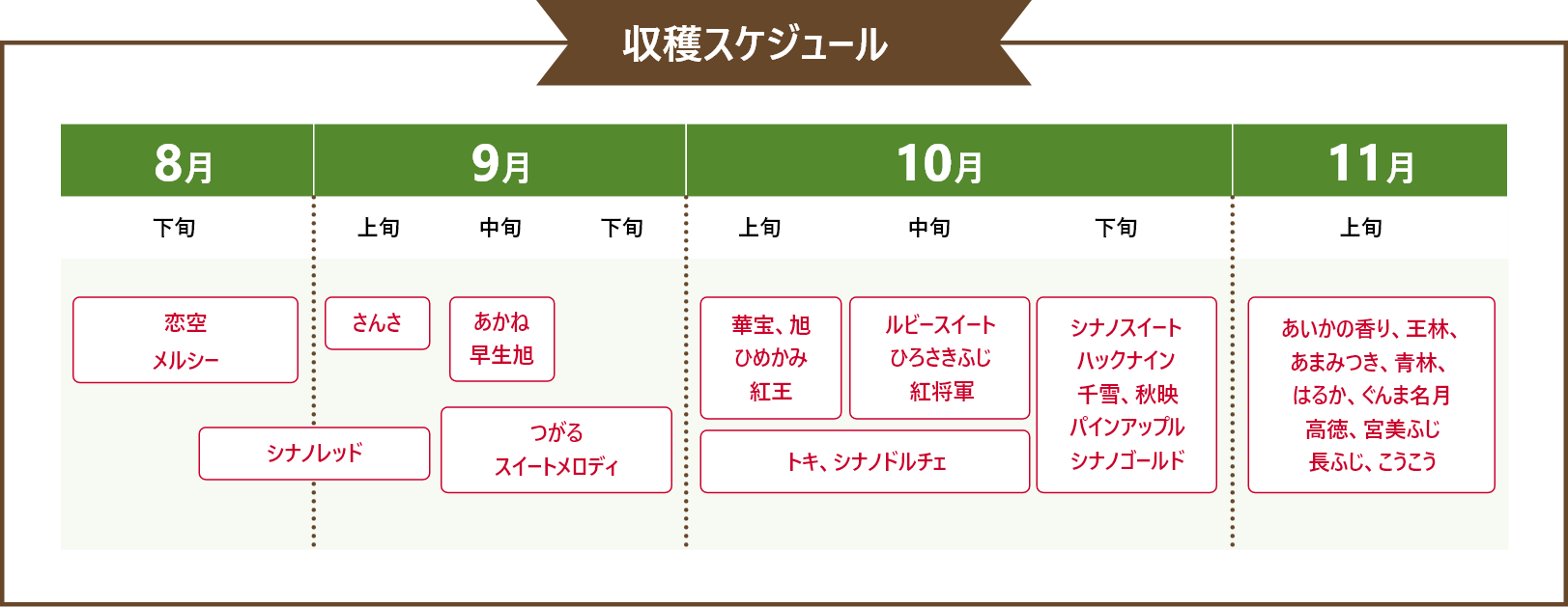 りんごの収穫スケジュール